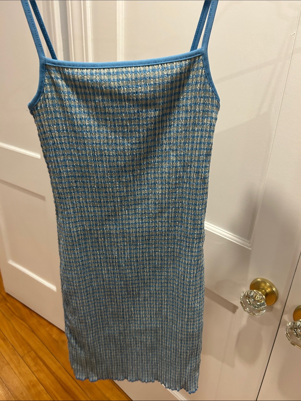 Wilfred Blue and Cream Ribbed Midi Slip Dress